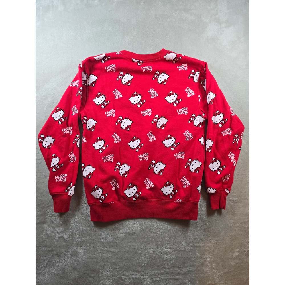Hello Kitty Sweatshirt Womens S Red All Over Print Sanrio Crewneck Pilling - Picture 9 of 10